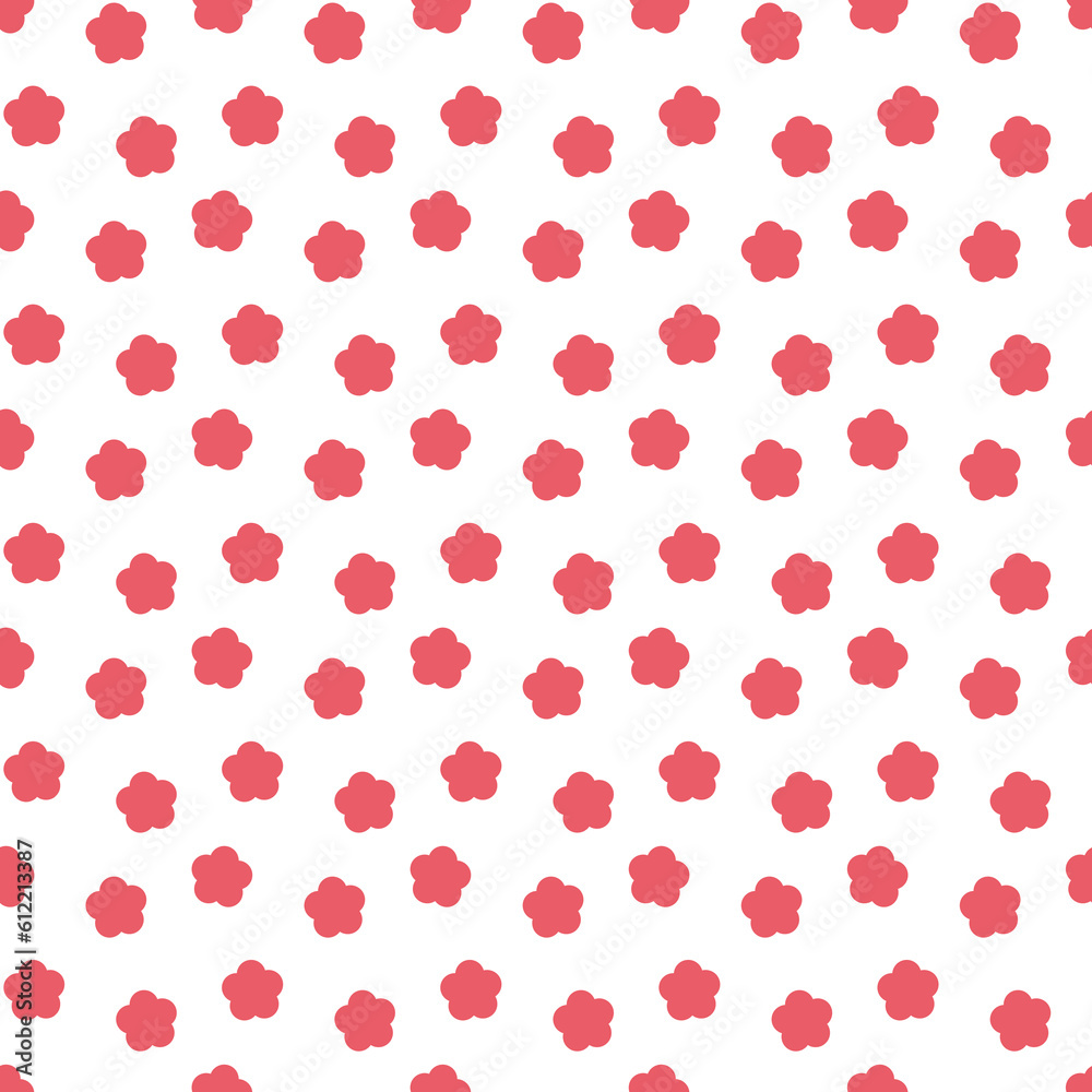 赤色の花柄の壁紙 シームレスパターン 白背景