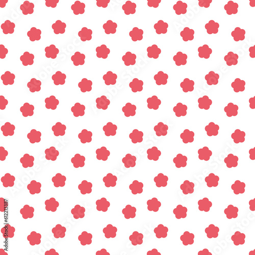 赤色の花柄の壁紙 シームレスパターン 白背景