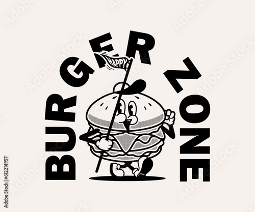 cartoon character of burger Graphic Design for T shirt Street Wear and Urban Style