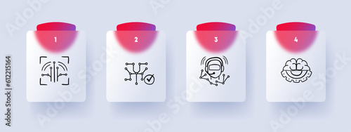 Artificial Intelligence. Simulation of human intelligence in machines, machine learning, data analysis, problem-solving. Glassmorphism style. Vector line icon for Business