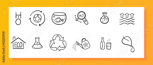 Ecological materials. Environmentally friendly materials that are produced, used, and disposed of in a way that minimizes harm. Vector line icon for Business and Advertising