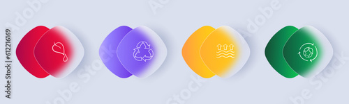 Ecological materials. Environmentally friendly materials that are produced, used, and disposed of in a way that minimizes harm. Glassmorphism style. Vector line icon