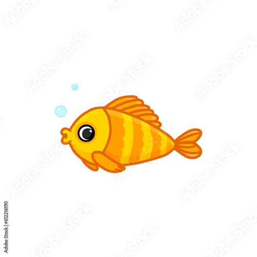  fish isolated on white. Goldfish in cartoon style.
