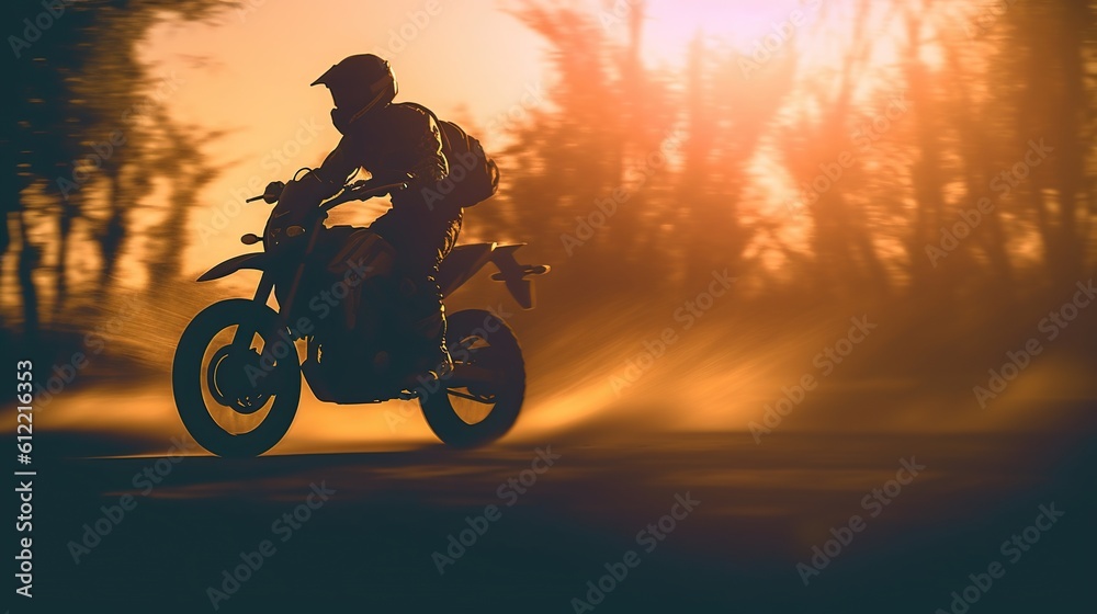 Motorcross, motorbike speed on sand trail sport rally, dirt track adventure and action