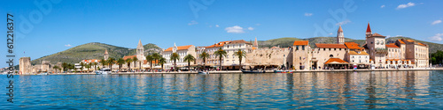 View of the old town of Trogir panorama at the Mediterranean Sea vacation in Croatia photo