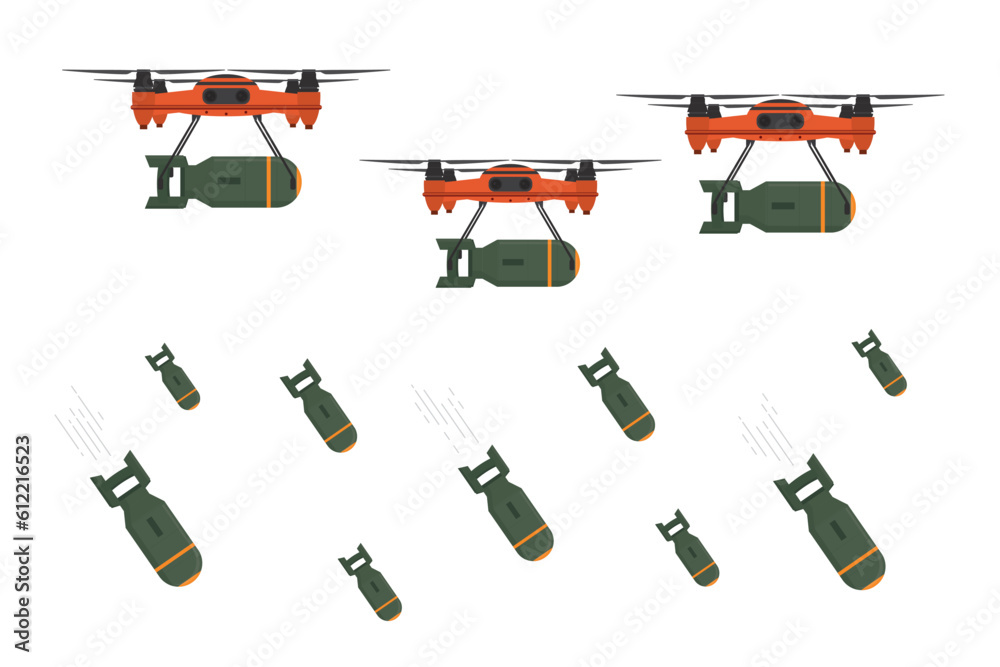 Radiocontrolled quadrocopters delivery and bombardment of enemy
