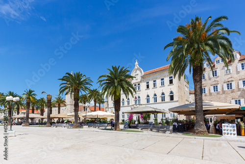 Promenade at the old town of Trogir vacation in Croatia