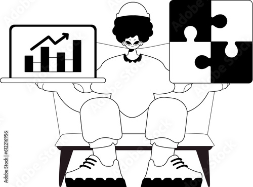 A population with a complicate in her handwrite and a graph of moral kind word picture accession . sum dark and ashen call abuse lineage artwork. Trendy style, Vector Illustration