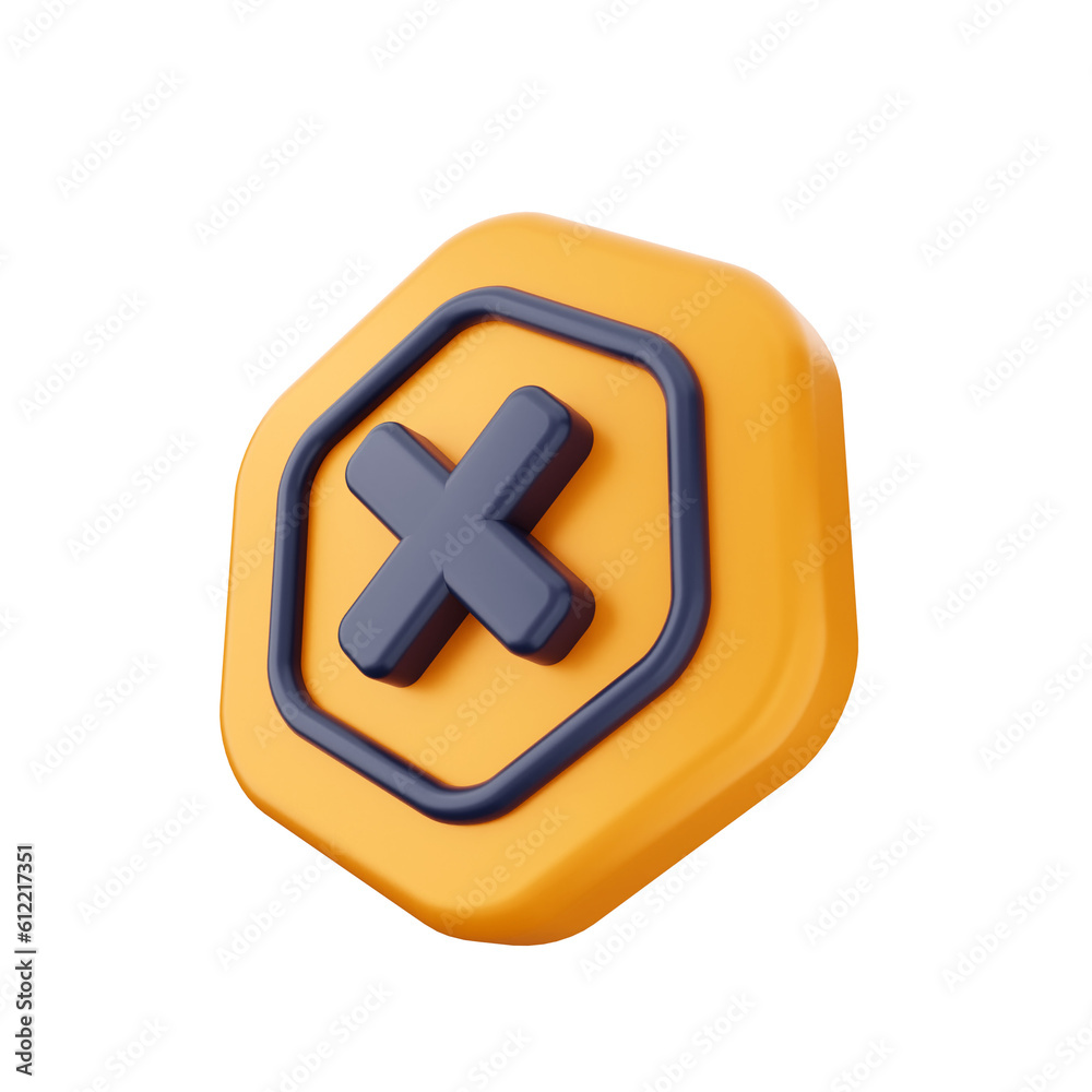 Fototapeta premium 3d caution warning danger alert sing icon illustration render