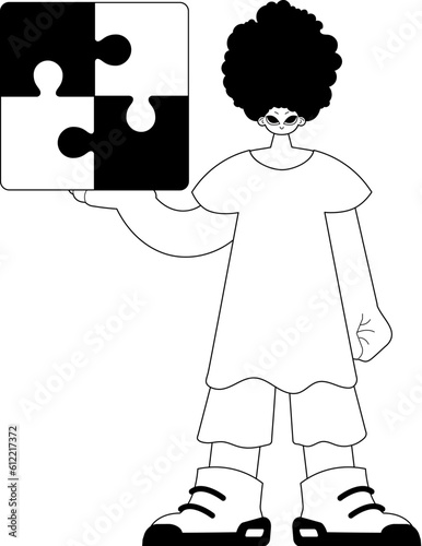 Man with a complicate in her handwrite . Trendy style, Vector Illustration