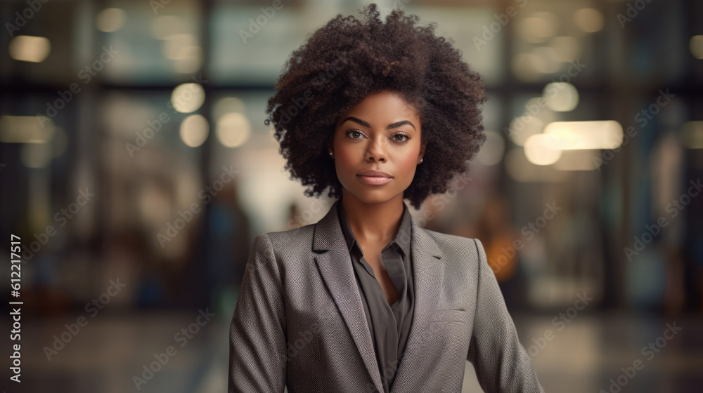 Bllack woman in a business suit standing in a confident pose. Woman's ...
