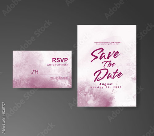 Wedding invitation with abstract watercolor background © REZI