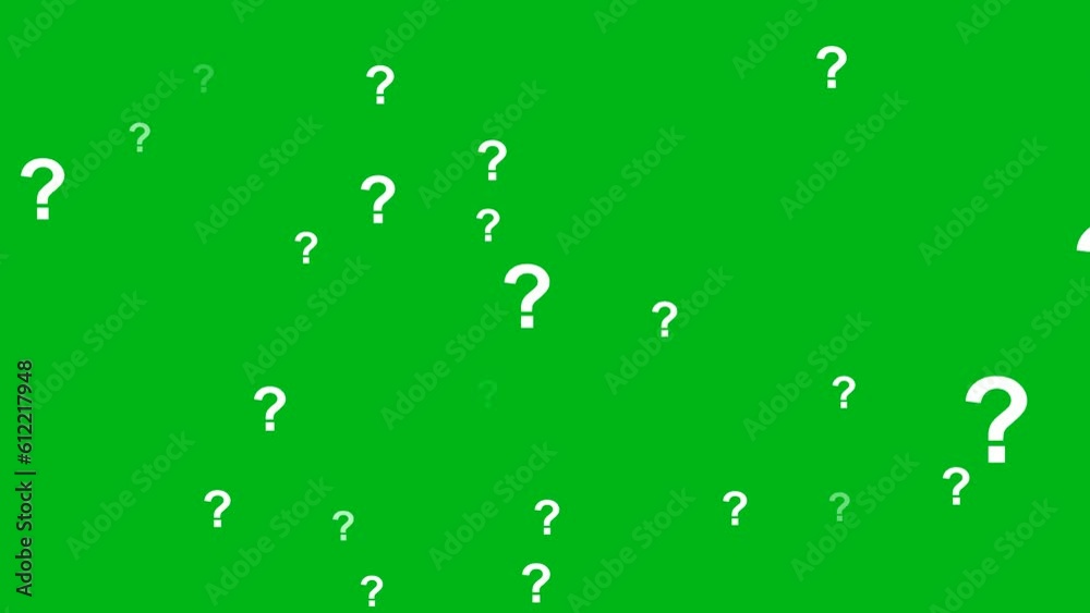 animation of a lot of white question mark moving on green screen background motion graphic effects.