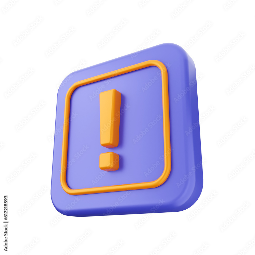 3d caution warning danger alert sing icon illustration render
