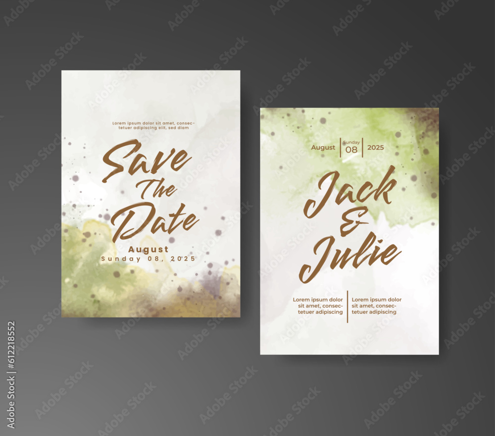 Wedding invitation with abstract watercolor background Wedding invitation with abstract watercolor background