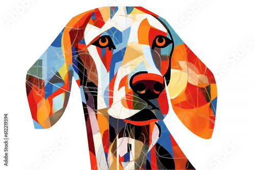 Colorful  abstract portrait of a dog isolated on white  created with generative ai