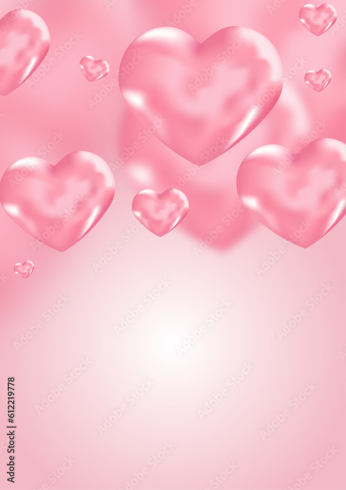 Colorful fluffy heart shape clouds. Vector Illustration