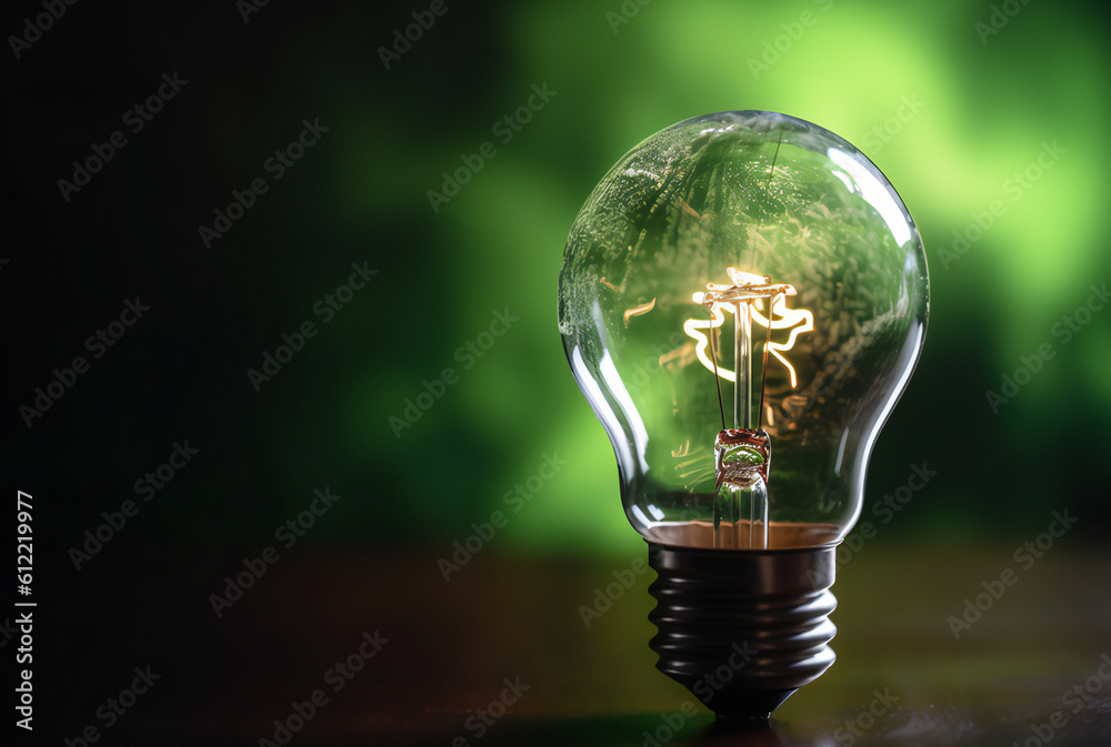 light bulb on green background,ai generated