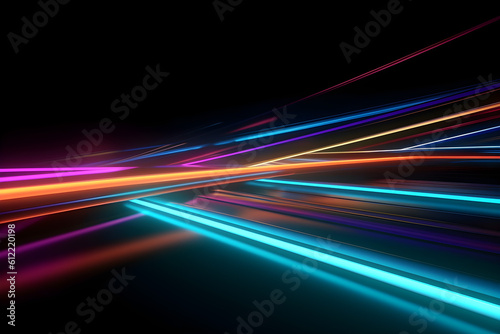 Abstract neon speed line futuristic background, Generative AI