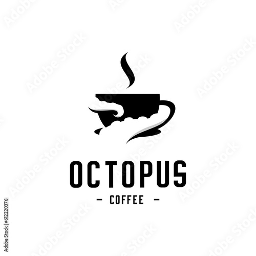 vector illustration of an octopus or tentacle wrapped around a cup of coffee