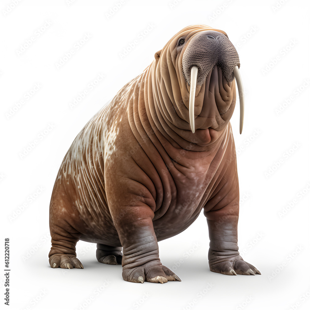 Obraz premium Walrus isolated on white background. Generative AI.