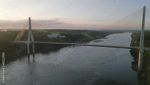 Triple Frontier Border of Argentina Paraguay and Brazil Aerial Drone View Above Junction Between Countries photo