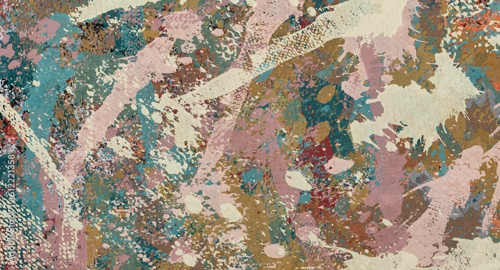 Abstract Grunge Background Graphic Watercolor Stylization on Textured Canvas of Chaetic Strokes of Paint Spots