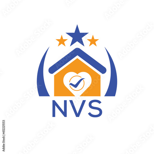 NVS House logo Letter logo and star icon. Blue vector image on white background. KJG house Monogram home logo picture design and best business icon. 
 photo