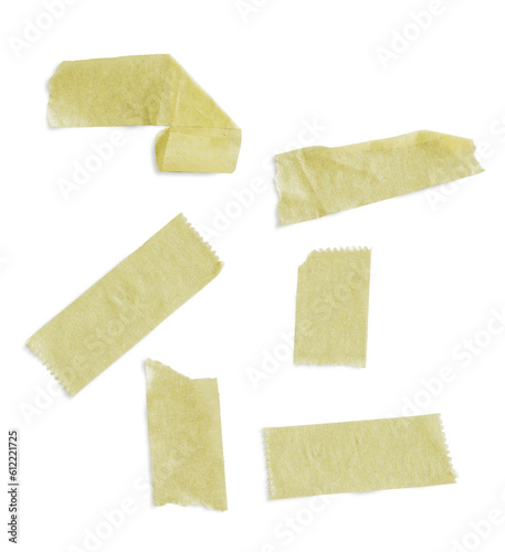 Yellow adhesive paper tape isolated on transparency background