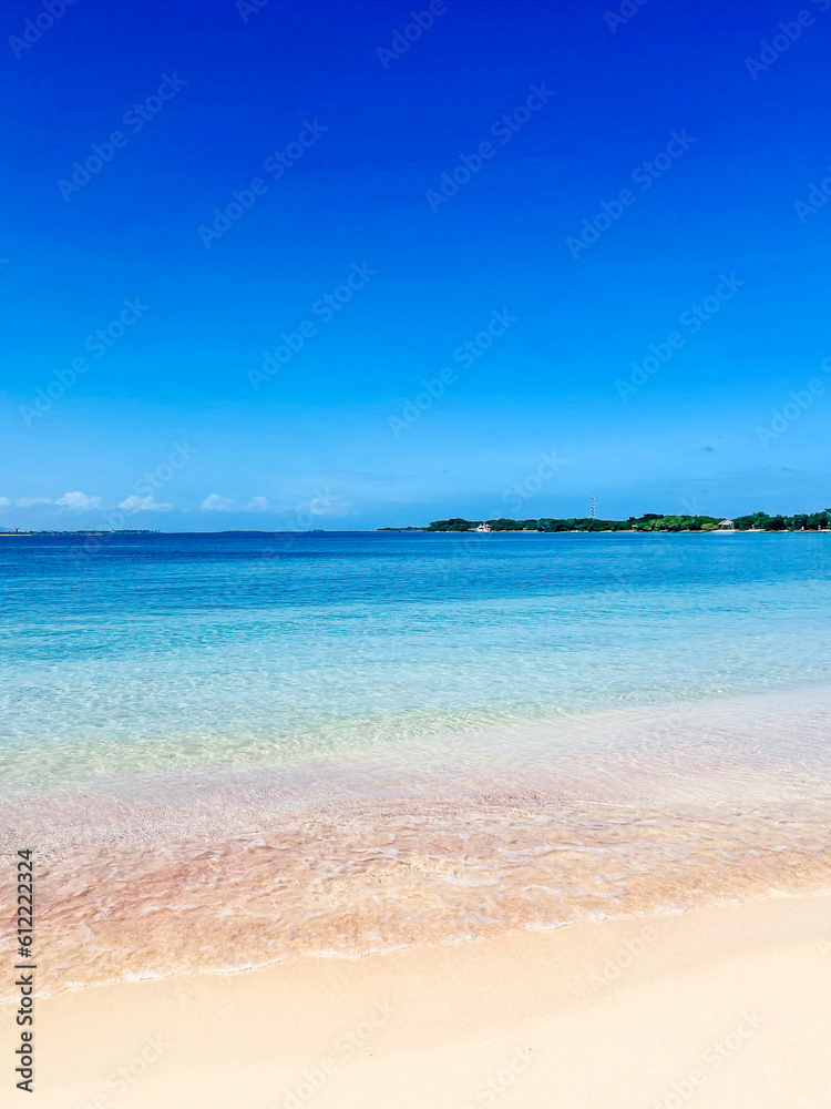 Beautiful sunny day on a Venezuelan Caribbean beach. vacation concept. Postcard. seascape. clear water. paradise. selective focus