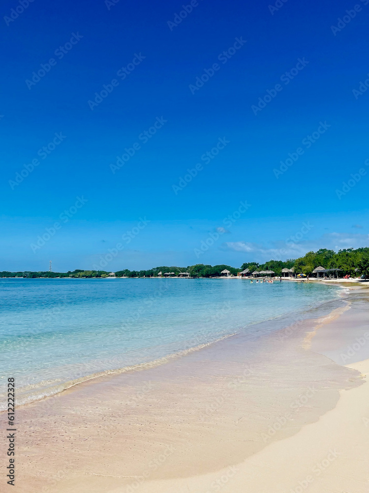 Isla Larga beach of the Venezuelan Caribbean. vacation concept. relaxation and calm. Postcard. seascape. clear water. paradise. selective focus