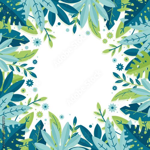 Cadre fleuri - Motifs v√©g√©taux pr√©sentant des feuilles et fleurs color√©es - √âl√©ments vectoriels √©ditables - Illustrations minimales et l√©g√®res - Encadrement - Papier peint - Arri√®re-plan