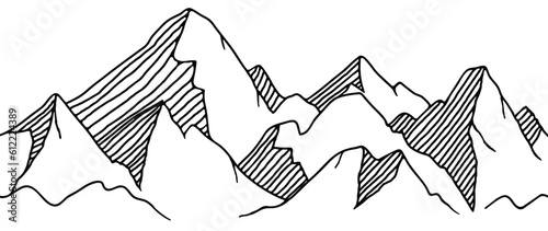 Mountain line art seamless background vector.