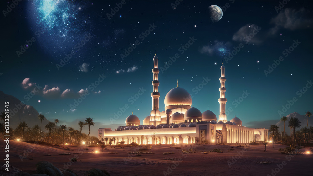 mosque in the desert. Generative AI