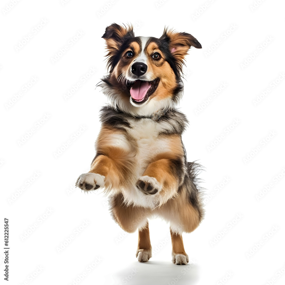 Australian shepherd puppy smiling isolated on a transparent background