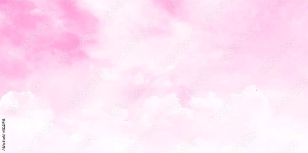 Pink sky background with white clouds. Trendy concept design. Vector art Pink sky background with white clouds. Trendy concept design. Vector art