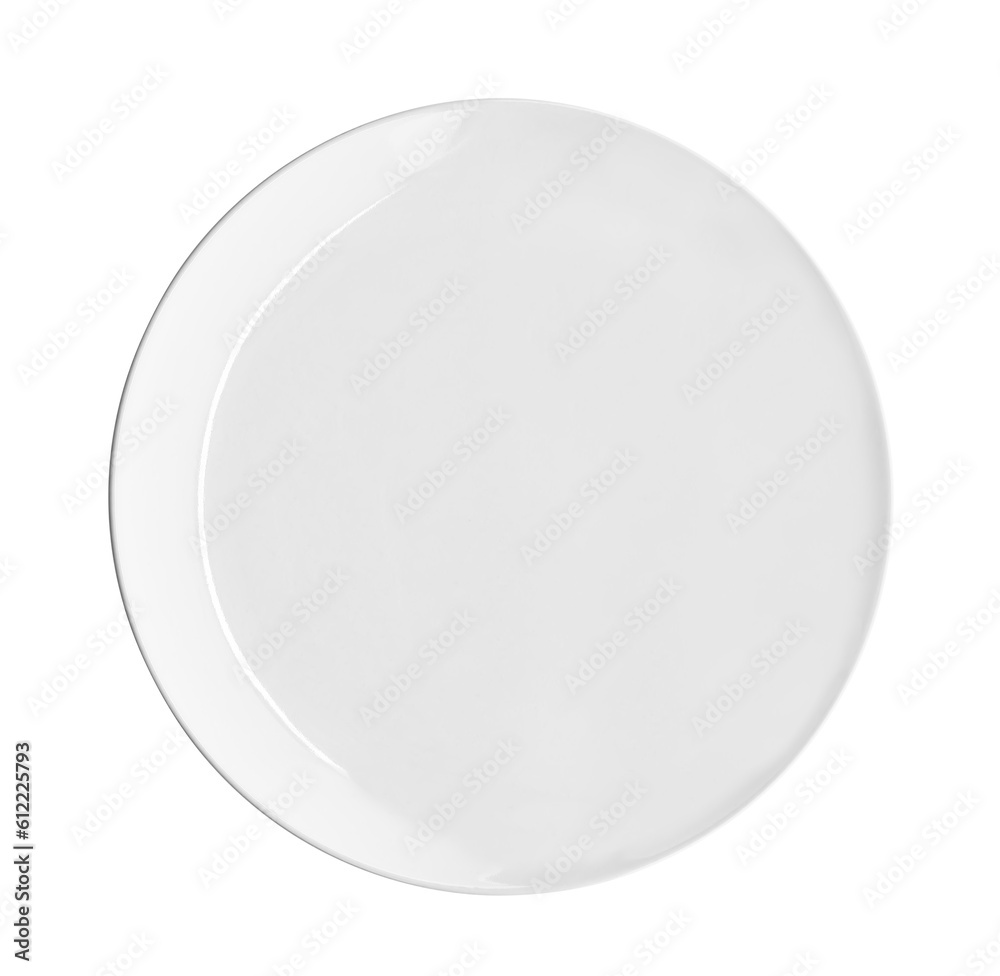 Empty white plate isolated on transparent background. PNG