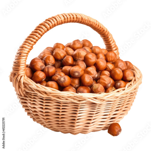 Delicious hazelnuts isolated on transparent background, png clip art. Generated with AI.