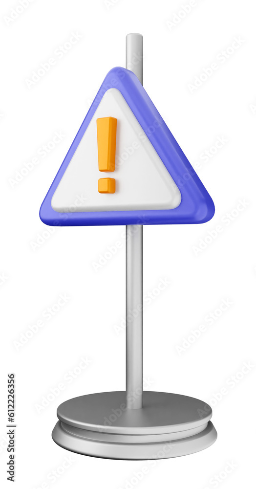 3d caution warning danger alert sing icon illustration render