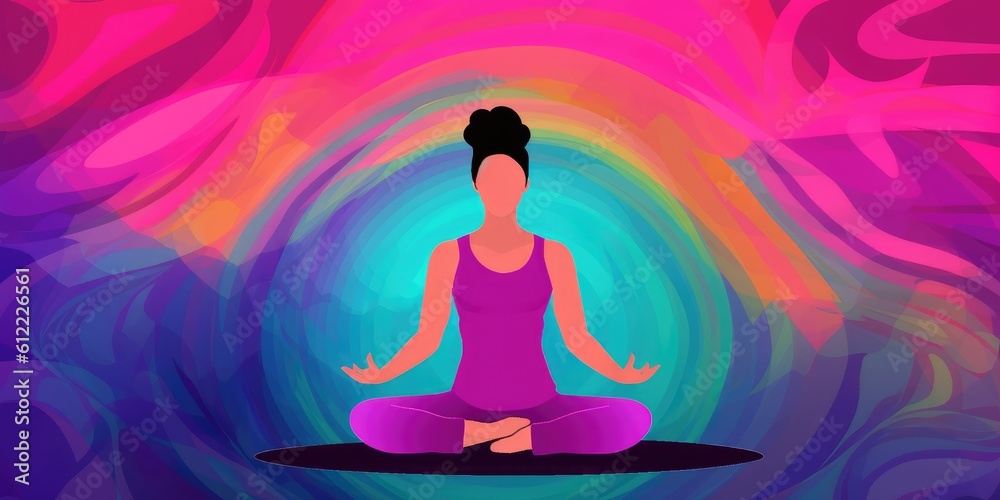 Silhouette of yoga person in lotus position, created with generative ai Silhouette of yoga person in lotus position, created with generative ai