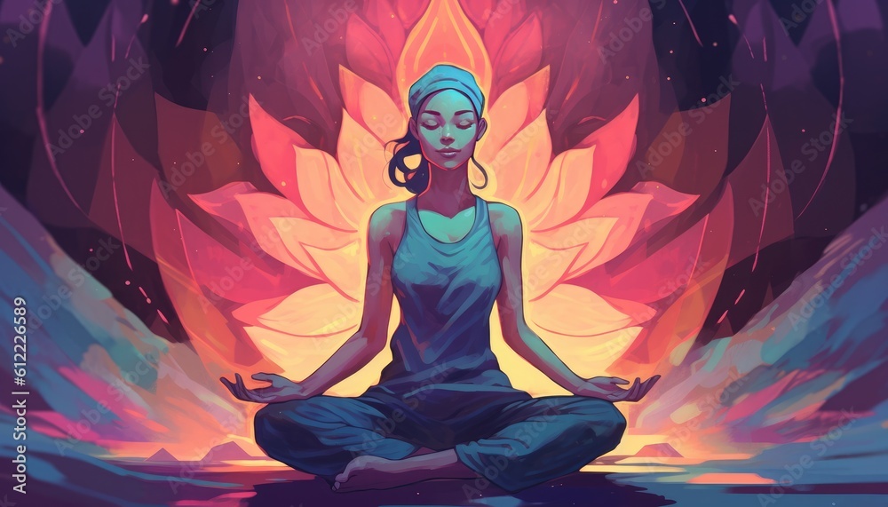 Yoga person in lotus position, mindfullness concept, new year's resolution, Mindfulness created with generative ai