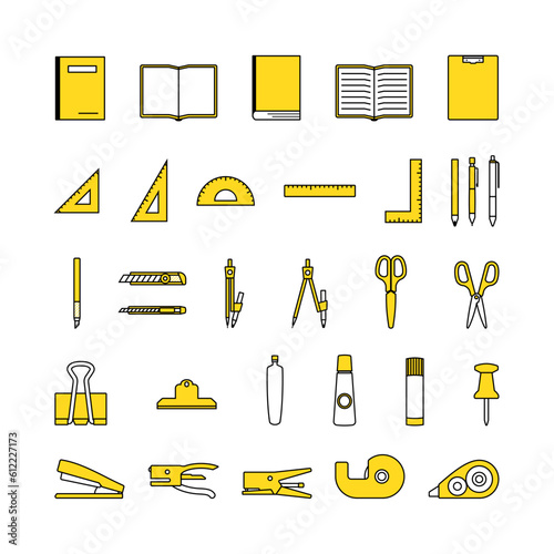A set of classic stationery illustrations.