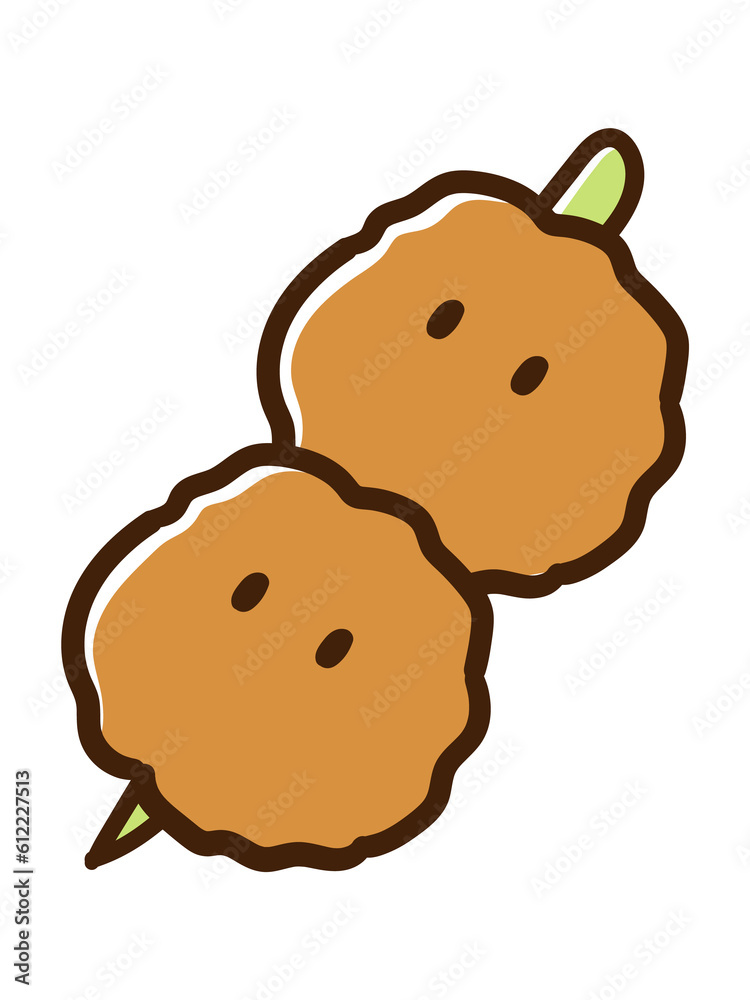 かわいいミートボールのキャラクターのデフォルメイラスト かわいいミートボールのキャラクターのデフォルメイラスト