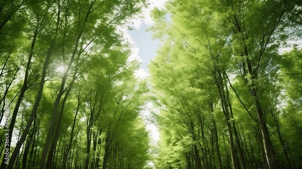 the beautiful light green forest in daytime with clear sky the beautiful light green forest in daytime with clear sky