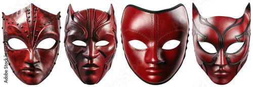 red leather kinky masks, on a transparent background, Generative AI