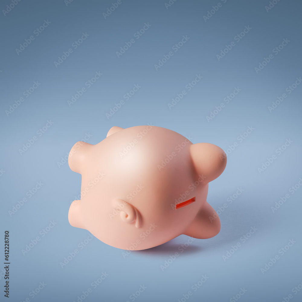Upside down piggy bank isolated Upside down piggy bank isolated