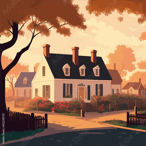 image illustration colonial village masterpie hot colours photo