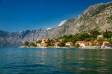 Coastline of the Bay of Kotor in Montenegro from the seaside