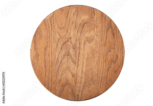 empty wooden plate isolated on transparent background, top view