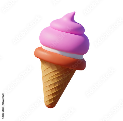 Fotografie, Tablou Ice cream isolated transparent background illustration of summer Ice cream carto